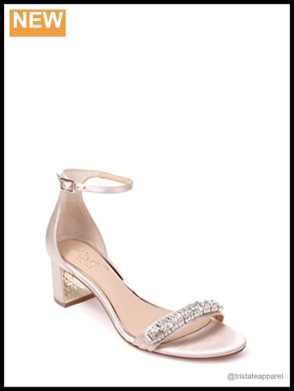 Open Toe Block Heel Satin Sandal with Ankle Strap